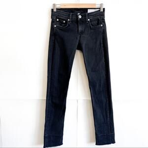 Rag & Bone Black Raw Hem Ankle Jeans‎